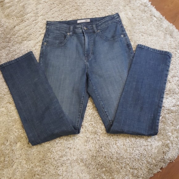 Chicos Platinum stretch denim blue jeans straight leg size 0.5 Small 6 EUC… - Picture 1 of 5